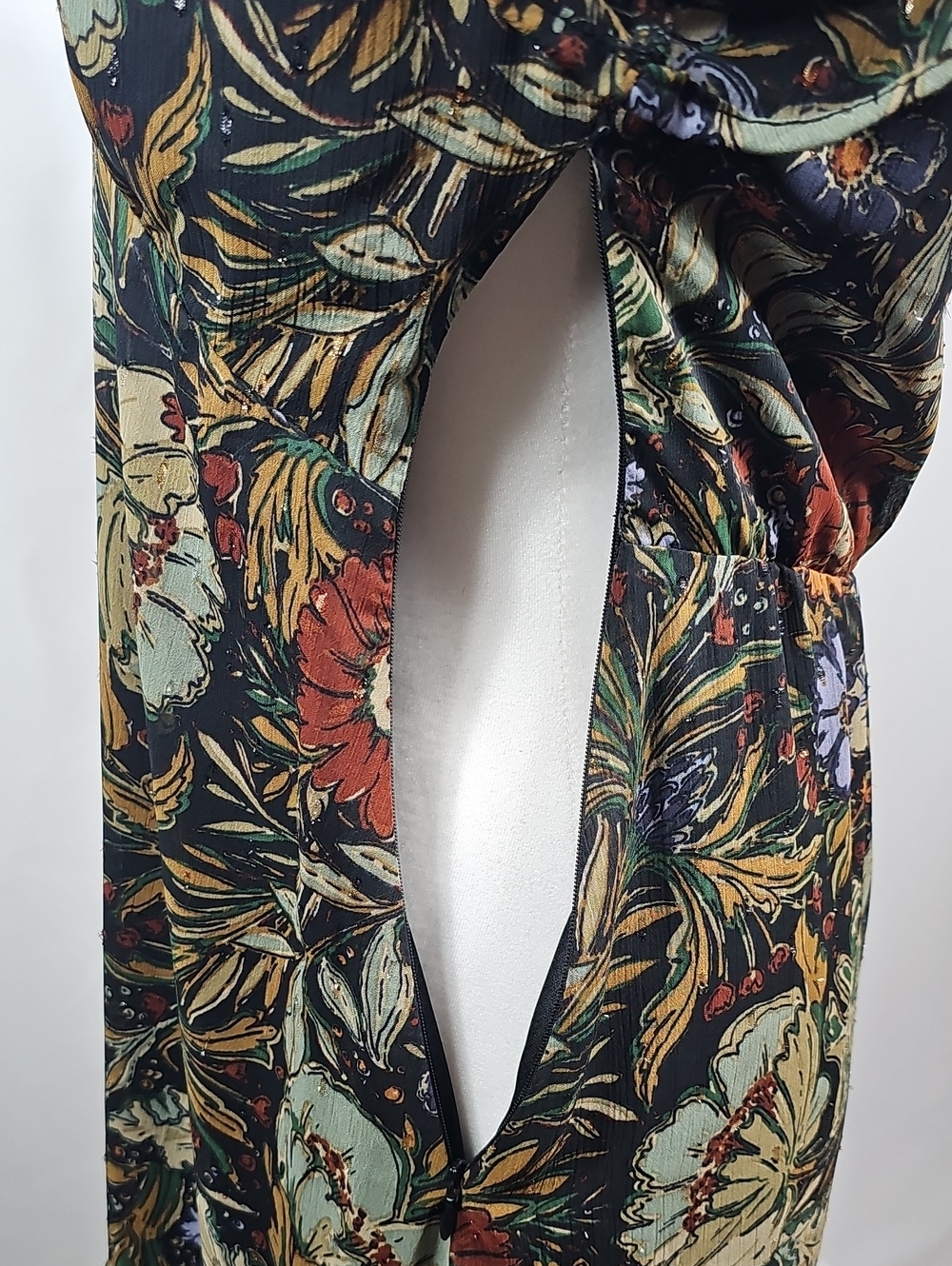 12th Tribe Floral Maxi Dress M Open Back Tiered Boho Garden Wedding Botanical - Picture 8 of 16
